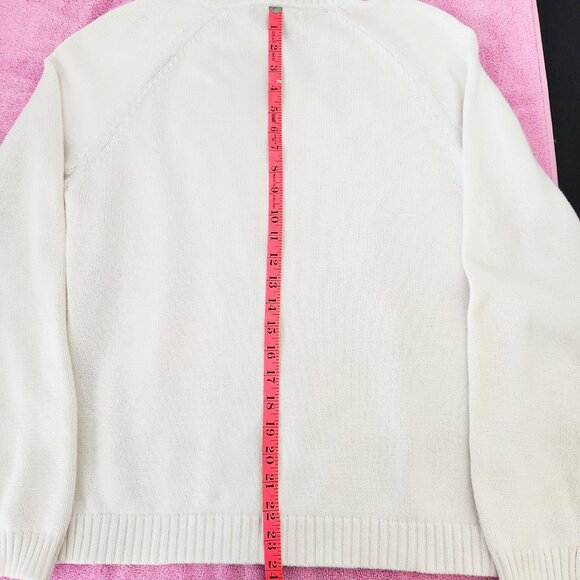 Women's Ralph Lauren White Gold Button Mock Turtleneck Sweater Size XL - Picture 13 of 16